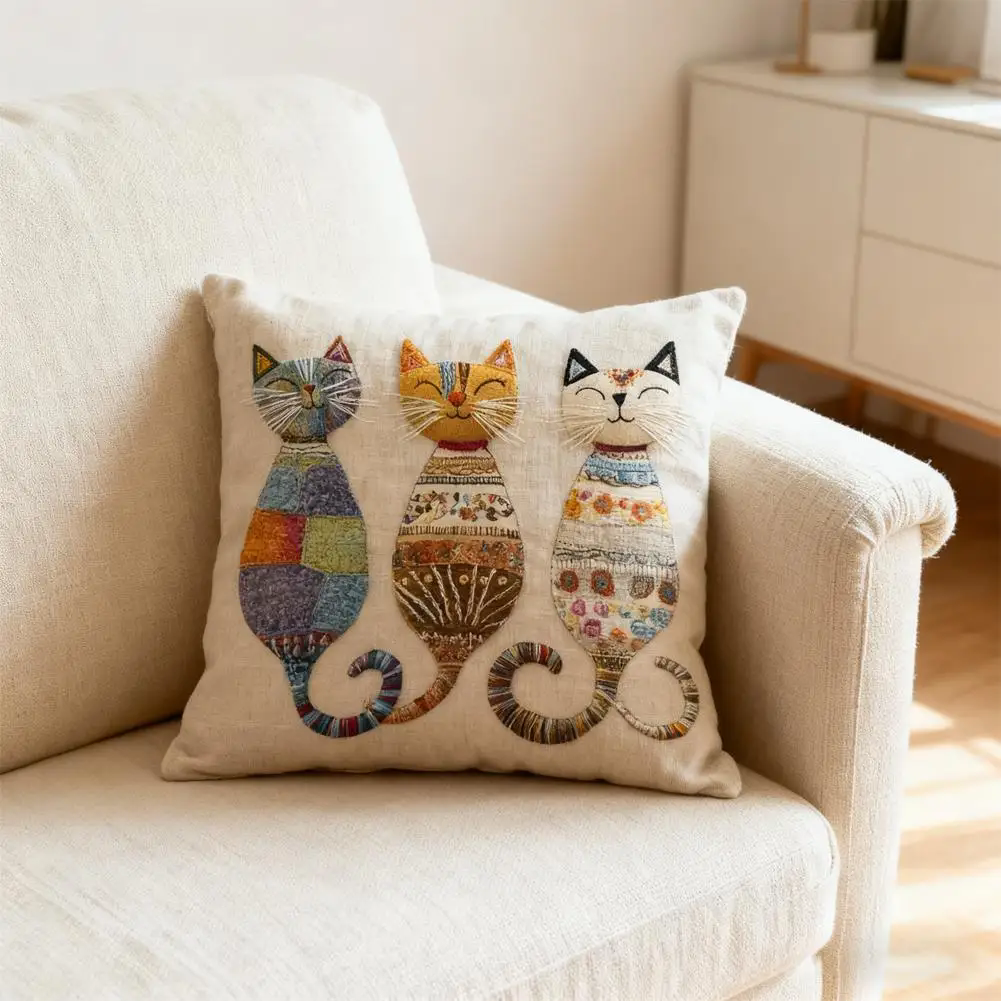 Cute Book Cat Party Cushion Cover Decor Cartoon Animal Pillowcase Printing Cojines Polyester Pillow Case for Sofa Home 45x45cm