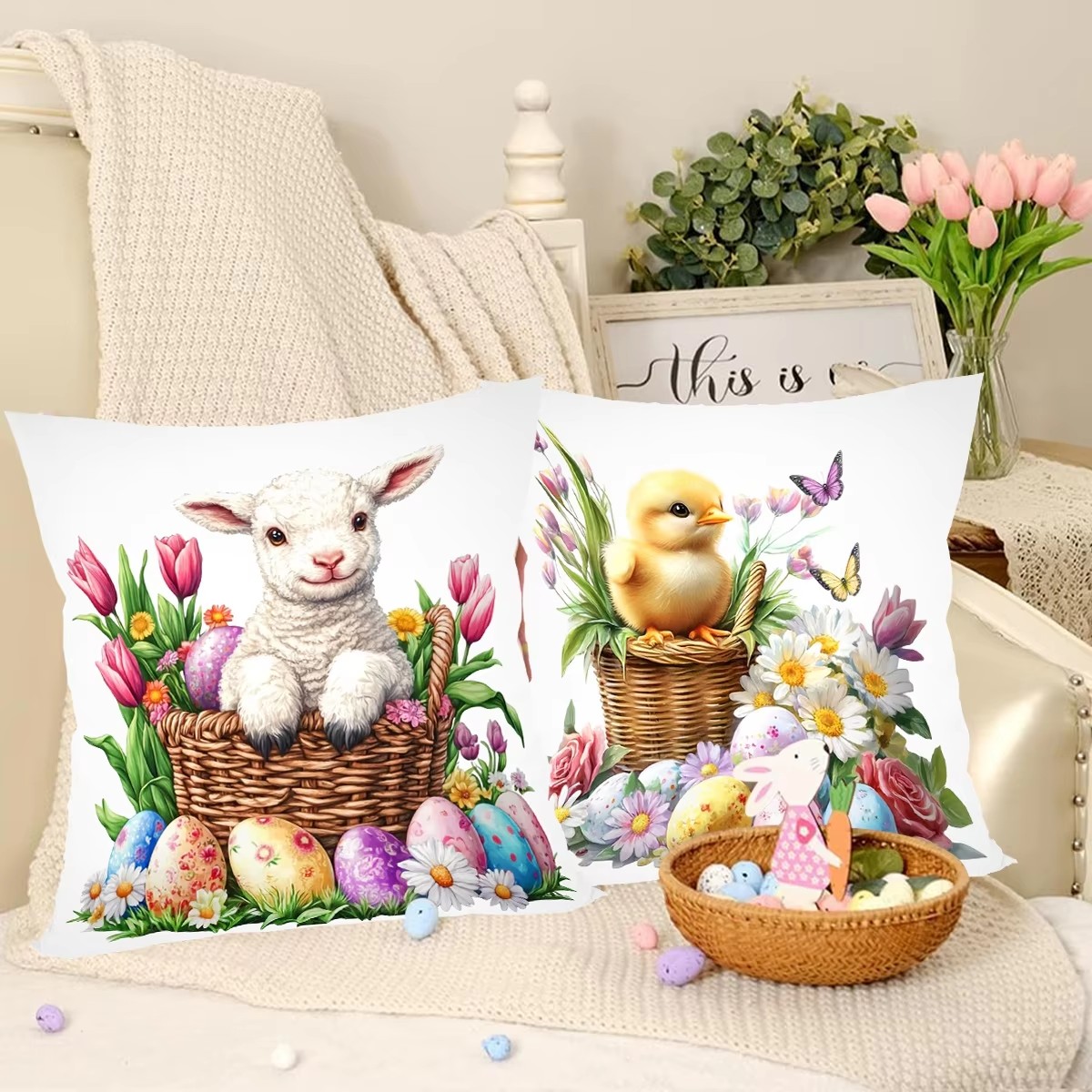 4 Pcs Butterflies Lilies Pillow Cases Butterfly Themed Birthday Party Decorations Soft Pillow Cover for Home Sofa Cushion Covers