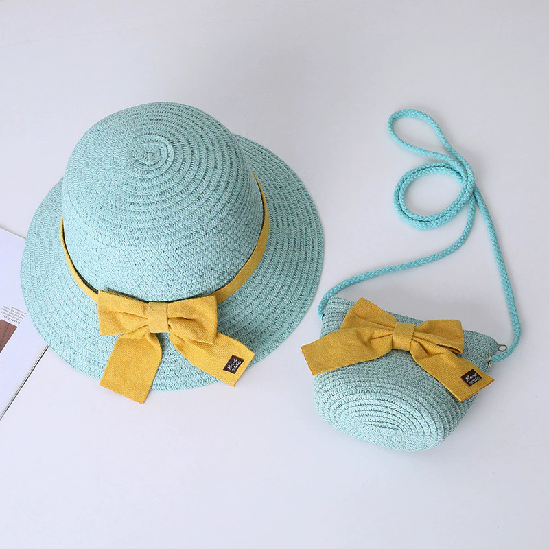 Kids Hat For Girls 2-7Y Straw Children's Sunshade Cap Bag Summer Baby Travel Sunscreen Beach Hat Sun Fisherman Cap Fashion Style