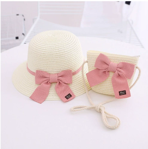 Kids Hat For Girls 2-7Y Straw Children's Sunshade Cap Bag Summer Baby Travel Sunscreen Beach Hat Sun Fisherman Cap Fashion Style