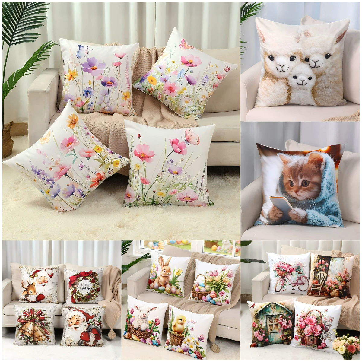 4 Pcs Butterflies Lilies Pillow Cases Butterfly Themed Birthday Party Decorations Soft Pillow Cover for Home Sofa Cushion Covers
