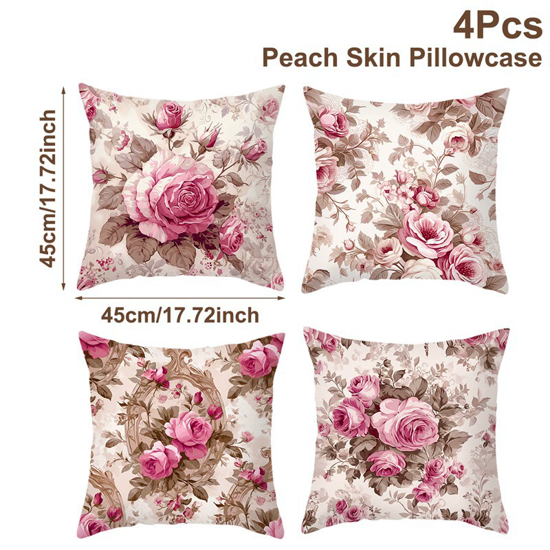 4 Pcs Butterflies Lilies Pillow Cases Butterfly Themed Birthday Party Decorations Soft Pillow Cover for Home Sofa Cushion Covers