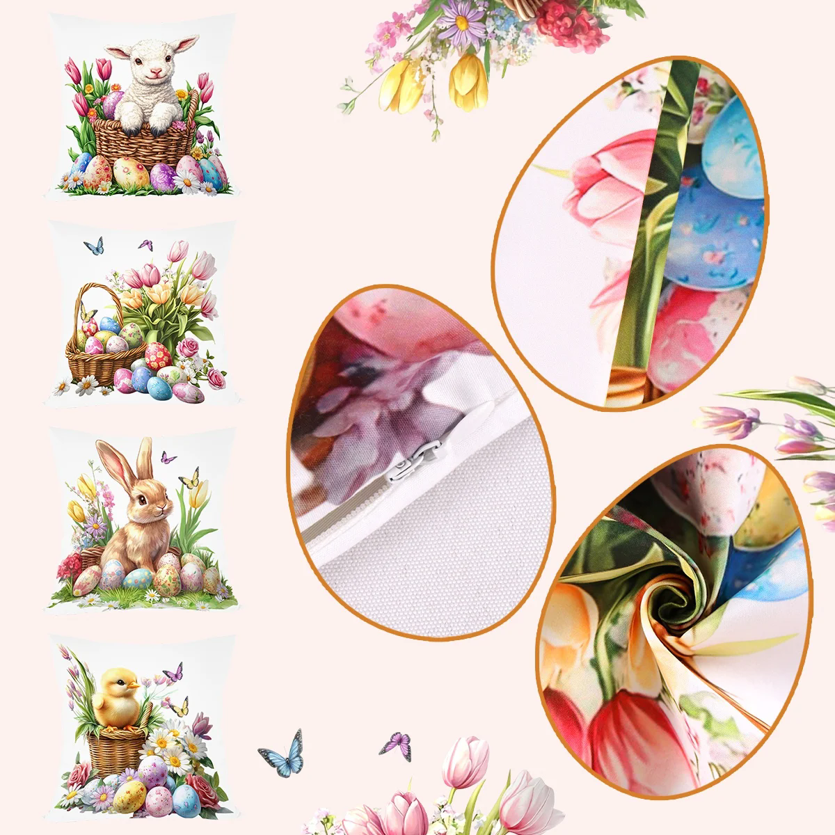 4 Pcs Butterflies Lilies Pillow Cases Butterfly Themed Birthday Party Decorations Soft Pillow Cover for Home Sofa Cushion Covers