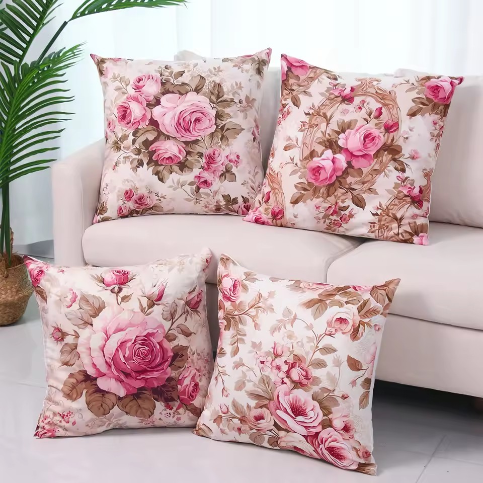 4 Pcs Butterflies Lilies Pillow Cases Butterfly Themed Birthday Party Decorations Soft Pillow Cover for Home Sofa Cushion Covers