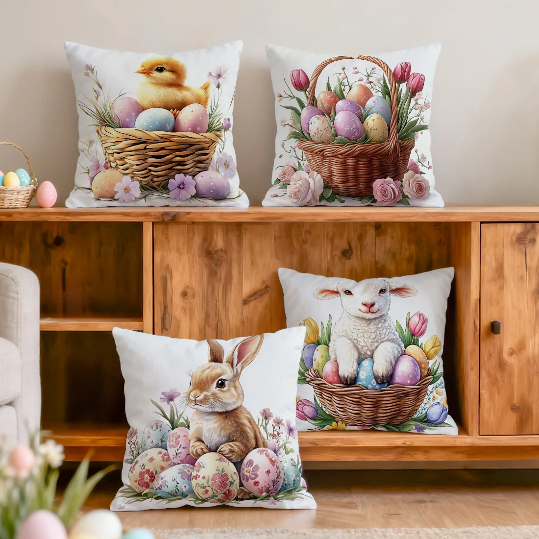 4 Pcs Butterflies Lilies Pillow Cases Butterfly Themed Birthday Party Decorations Soft Pillow Cover for Home Sofa Cushion Covers