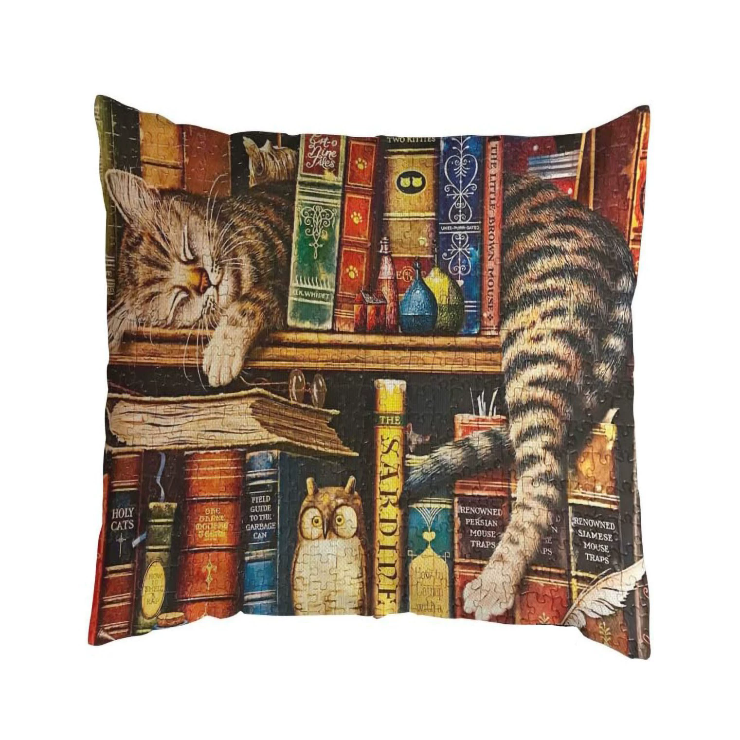 Cute Book Cat Party Cushion Cover Decor Cartoon Animal Pillowcase Printing Cojines Polyester Pillow Case for Sofa Home 45x45cm
