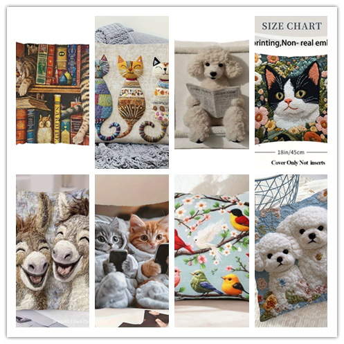 Cute Book Cat Party Cushion Cover Decor Cartoon Animal Pillowcase Printing Cojines Polyester Pillow Case for Sofa Home 45x45cm