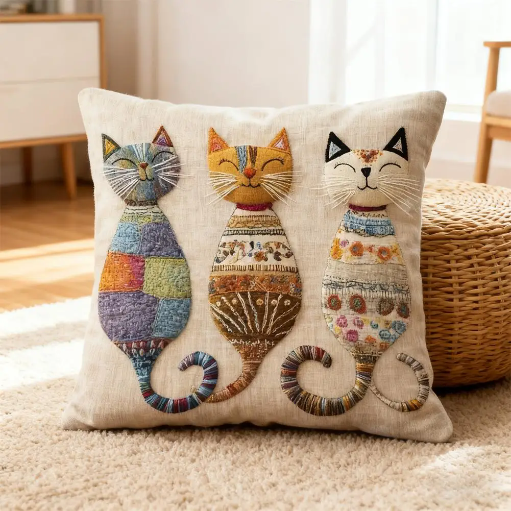 Cute Book Cat Party Cushion Cover Decor Cartoon Animal Pillowcase Printing Cojines Polyester Pillow Case for Sofa Home 45x45cm