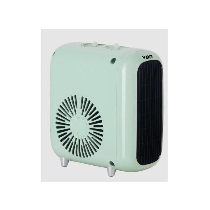 VON Ceramic Heater 1500W - Light Sage Green, 2 Heating Modes, Thermostat Contro