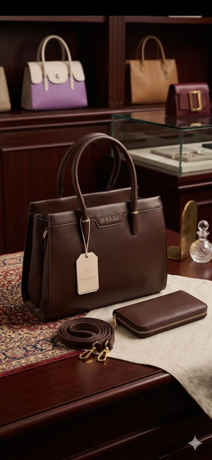 luxury red handbag set displayed in what looks like a high-end boutique or showroom.