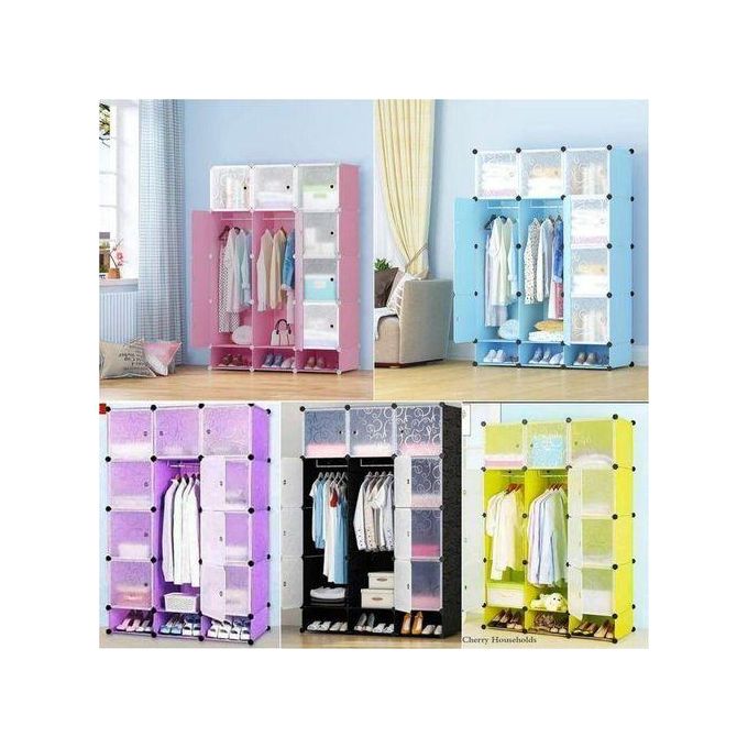 DIY Heavy Duty 3 Column Portable Plastic Wardrobe on offer
