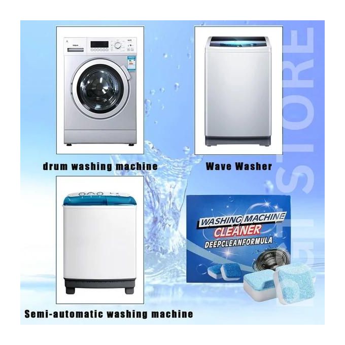 Washing Machine Cleaning Tablets 12PCS/Set Washing Machine Cleaner Deep Cleaning Remove Odor Deodorize & Remove Mold Washing Machine Decontamination