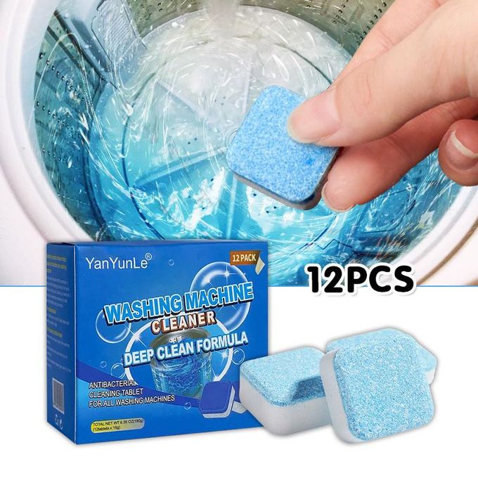 Washing Machine Cleaning Tablets 12PCS/Set Washing Machine Cleaner Deep Cleaning Remove Odor Deodorize & Remove Mold Washing Machine Decontamination