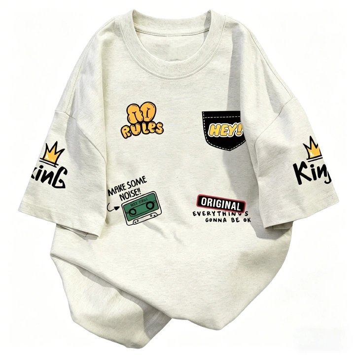 Vintage 90s Retro Graphic T-Shirt for  Women Loose  Crew Neck Casual Tee with Music Cassette King Print, Loose Fit Streetwear Top Relaxed Fit T-Shirt