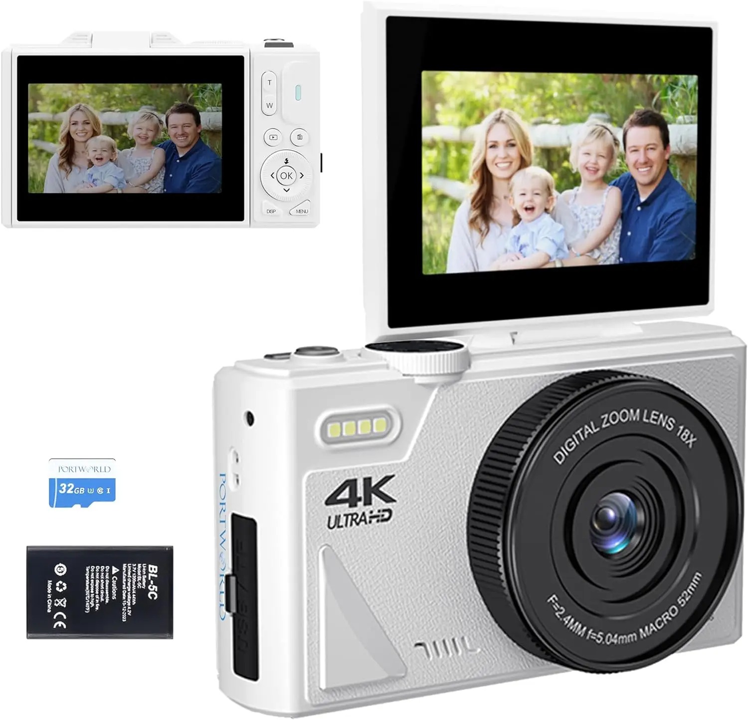 【Bantu Box】M550  64MP 4K Digital Camera 180° Flip Screen 18X Zoom Selfie Vlog Camcorder Wide Angle Macro UHD Video Camera Livestream WiFi Webcam