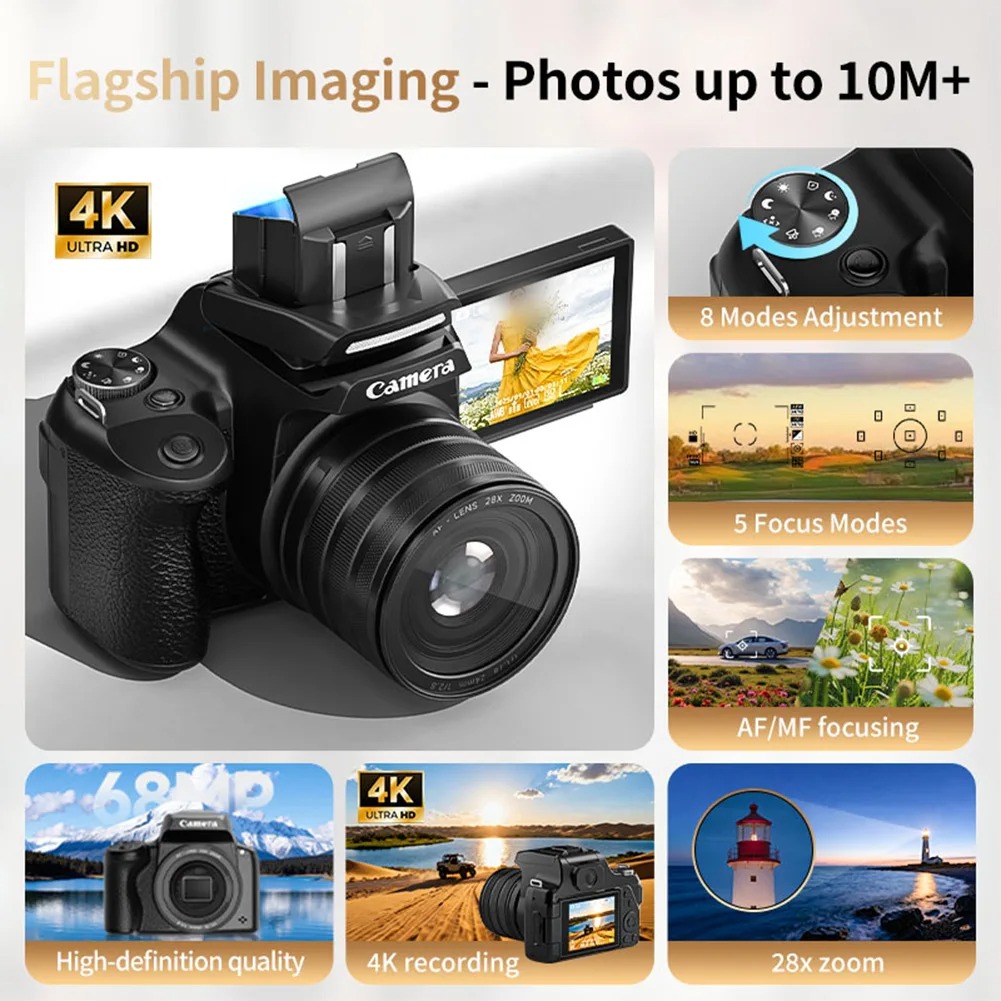 【Bantu Box】DC207 68MP Digital Camera With 28X Zoom & 4K Video High Definition DSLR Digital Camera For Vlogging Photography Accessories