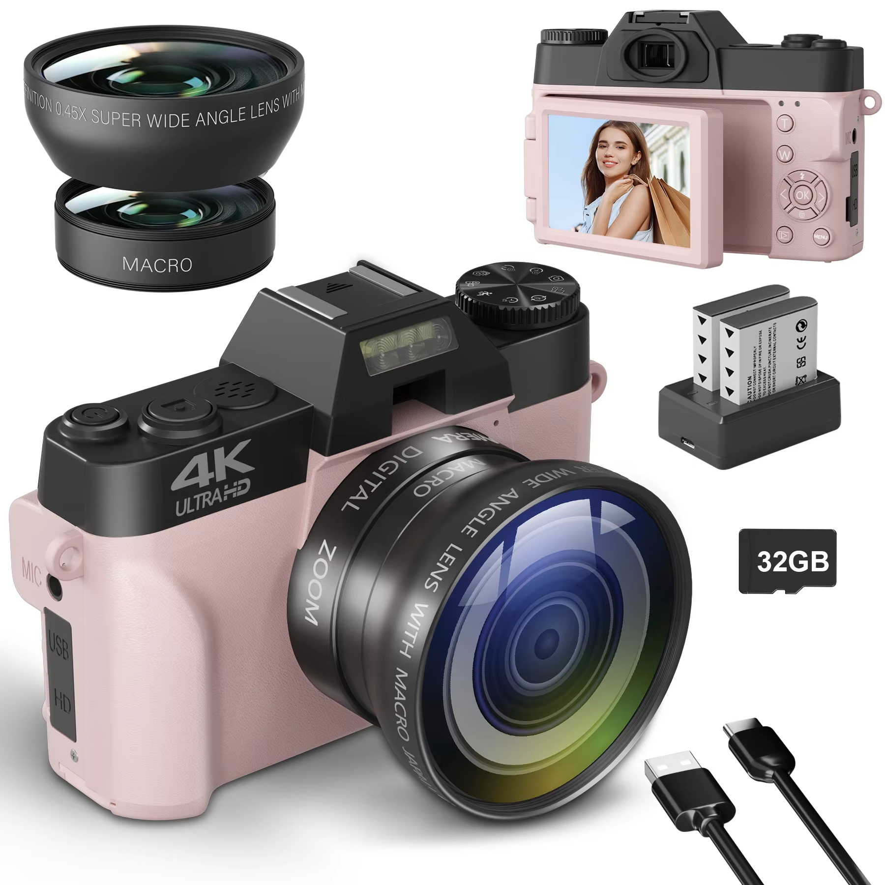 【Bantu Box】R10  Compact Digital Photography Camera 4K WIFI Webcam Retro Vlog Recorder YouTube 64MP Camcorder 3 Inch Flip Screen Wide Angle Lens