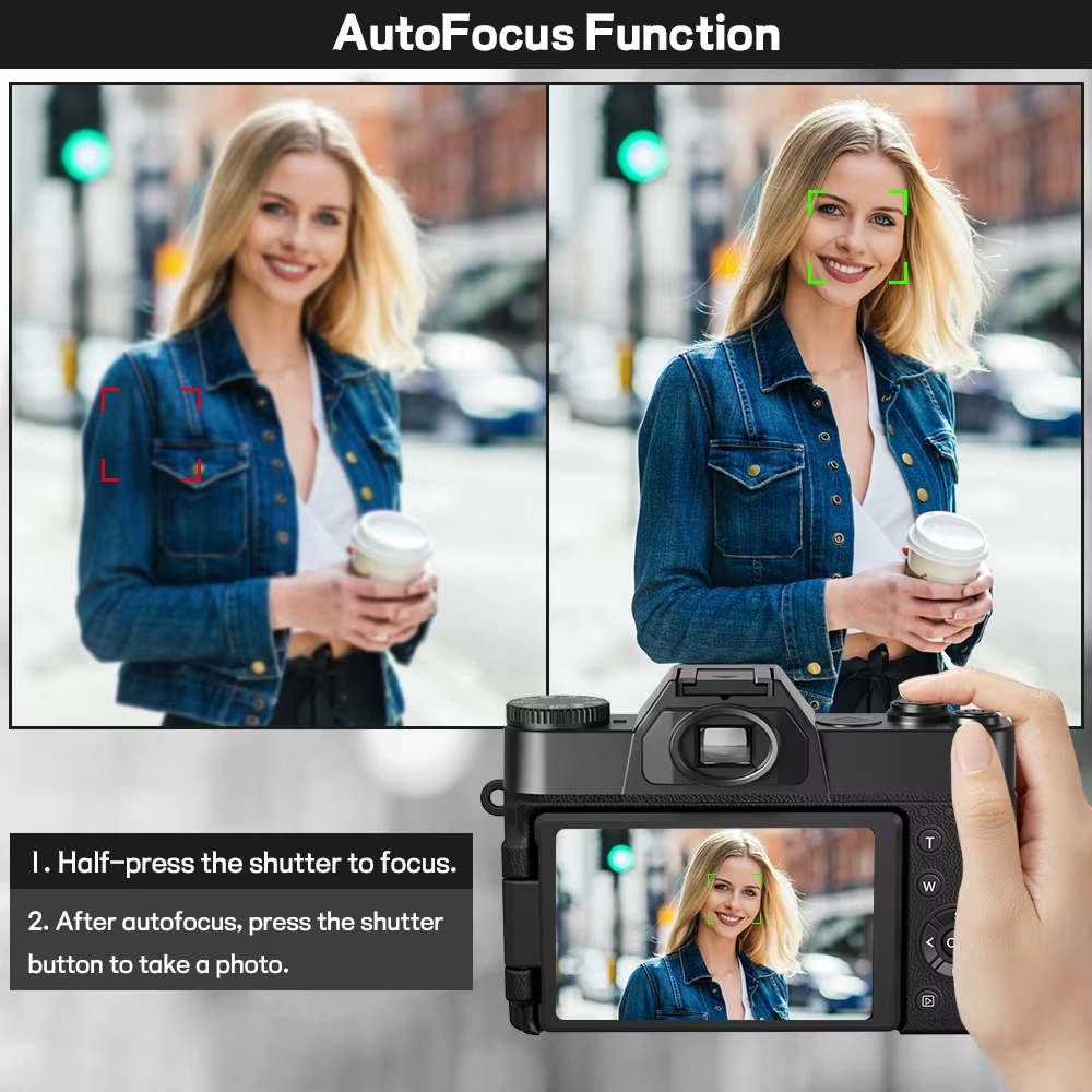 【Bantu Box】R10  Compact Digital Photography Camera 4K WIFI Webcam Retro Vlog Recorder YouTube 64MP Camcorder 3 Inch Flip Screen Wide Angle Lens