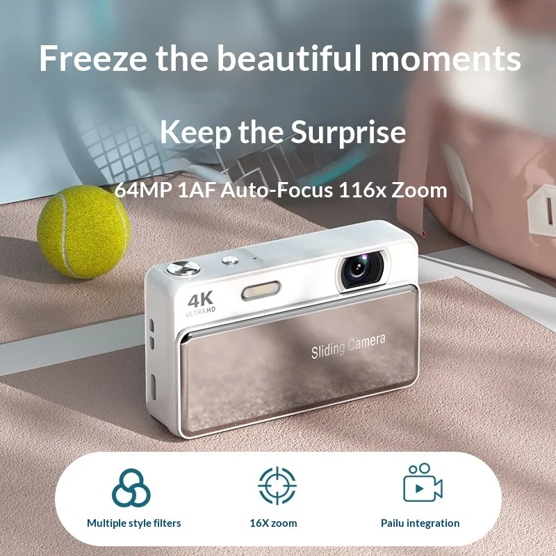 【Bantu Box】 M15 4K Digital Camera 64MP 16X Zoom AF Autofocus Compact Camera with Flash 2.8" Screen Portable Vlog Camera for Students Travel
