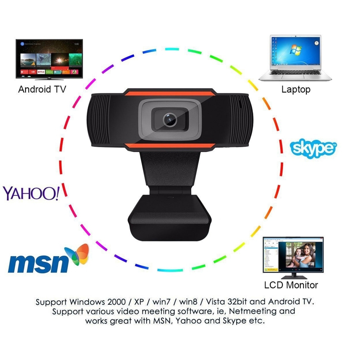 1080P 30fps HD Computer Camera Integrated Microphone USB Web Cam
