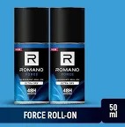 Romano Force Deodorant Roll-On 50ml for Men - Lavender & Cedarwood - Antibacterial, Long-lasting Protection