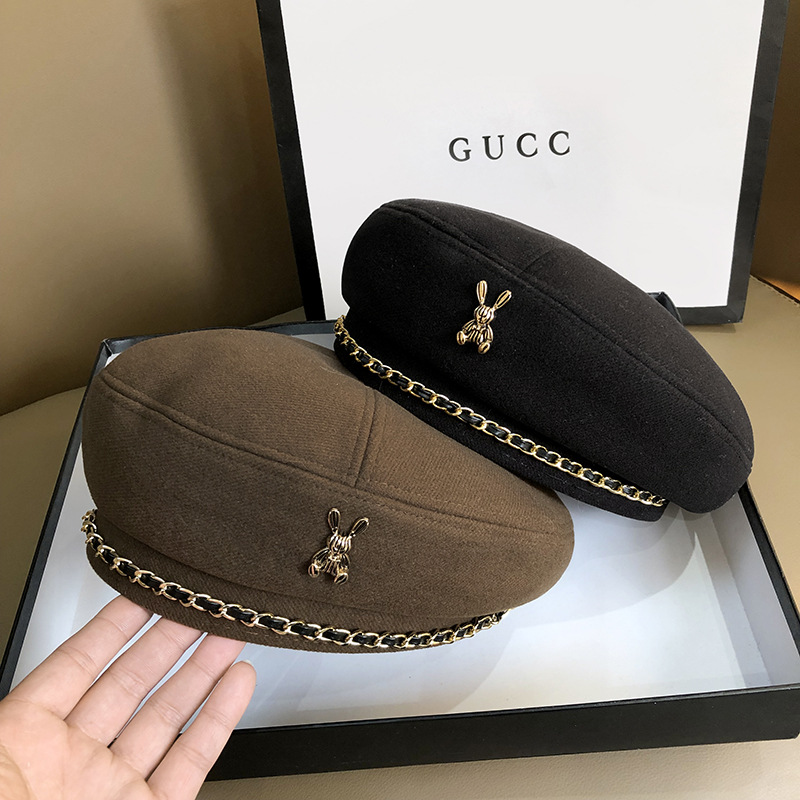1PC Women Rabbit Berets Style For French Artist Warm Winter Beanie Hat Solid Color Elegant Lady All Matched Painter Caps