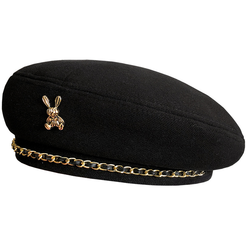 1PC Women Rabbit Berets Style For French Artist Warm Winter Beanie Hat Solid Color Elegant Lady All Matched Painter Caps