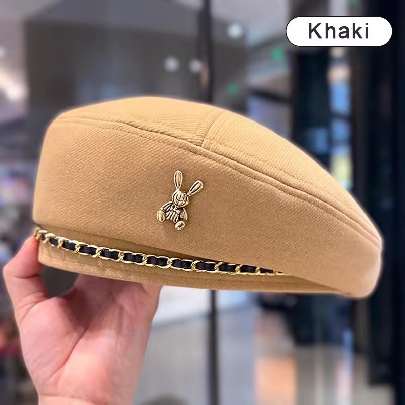 1PC Women Rabbit Berets Style For French Artist Warm Winter Beanie Hat Solid Color Elegant Lady All Matched Painter Caps