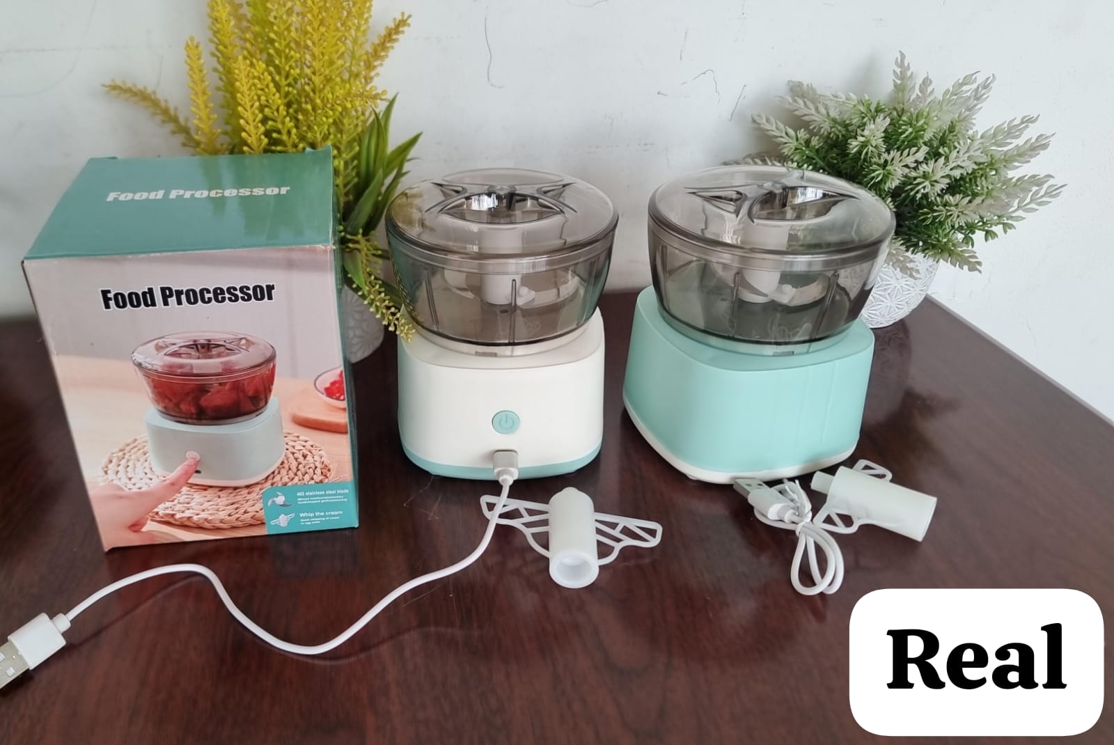 Portable USB Electric Food Processor & Mini Garlic Chopper with Whisk Attachment