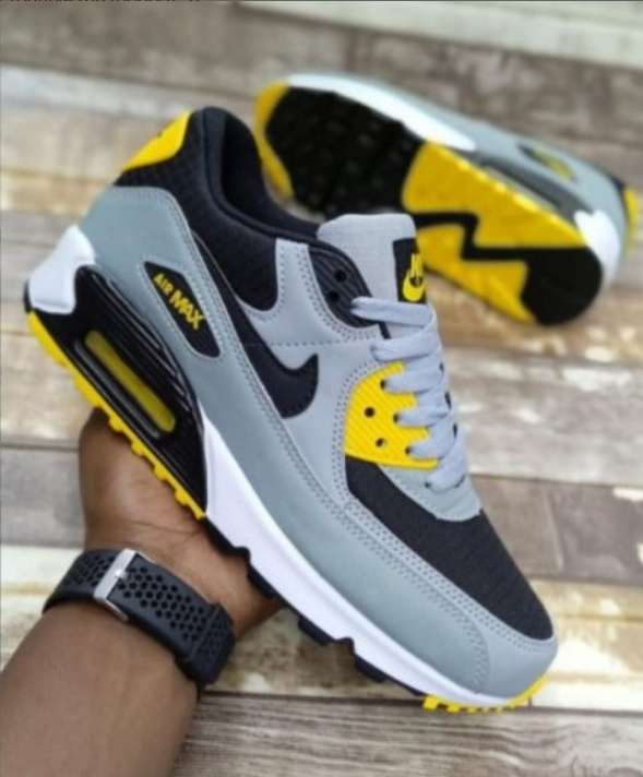 Nike Air Max 90 Casual Lifestyle Sneakers - Men's Cushioning Running Shoes - Available in Spider-Web Black, Olive, Grey/Yellow, Desert Sand & Triple Black