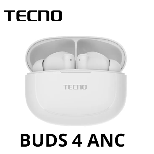 Tecno BUDS 4: ANC(Active Noise Cancellation) Immersive Sound 28 Hours Non-Stop Fun Bluetooth Earbuds