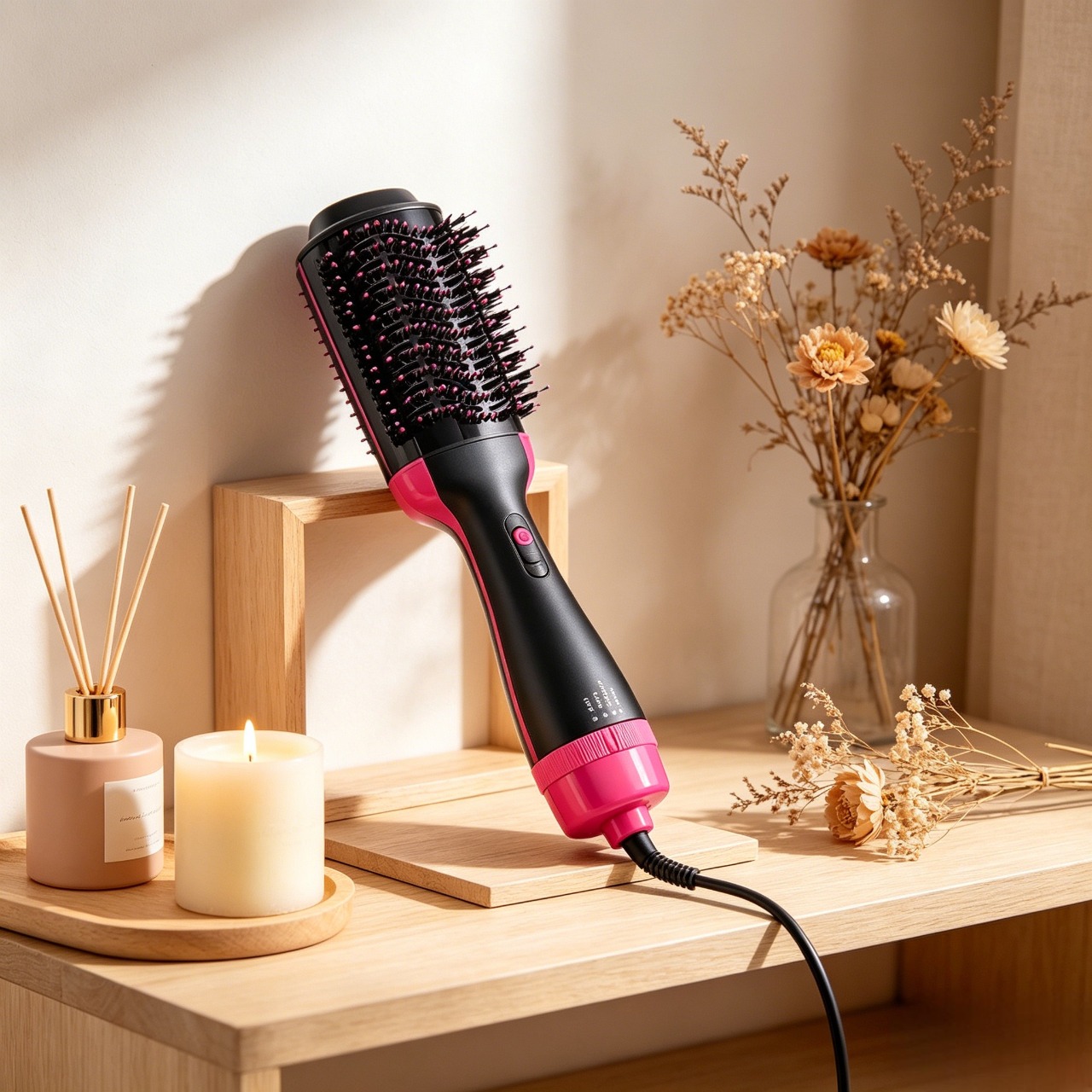 One-Step Hair Dryer & Volumizer Styler - 3-in-1 Hot Air Brush & Straightener Curler - Ionic Salon Hair Dryer Comb for All Hair Types