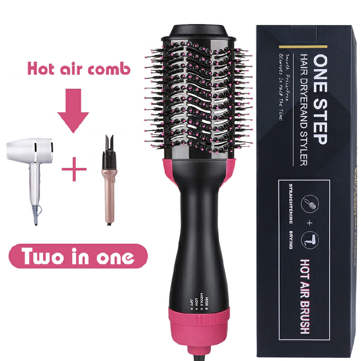 One-Step Hair Dryer & Volumizer Styler - 3-in-1 Hot Air Brush & Straightener Curler - Ionic Salon Hair Dryer Comb for All Hair Types