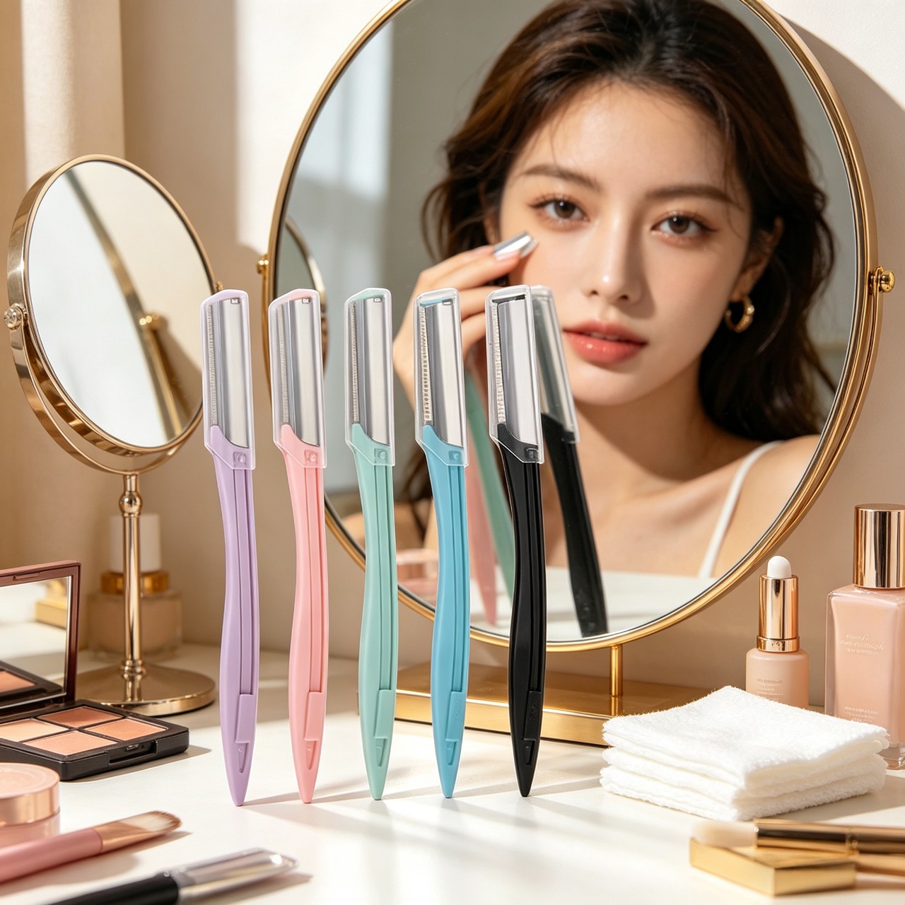 5PCS/Set Professional Eyebrow Trimmer Razor - Micro-Guard Safety Blade Facial Hair Remover Shaver for Women - Painless Eye Brow Shaping Tool