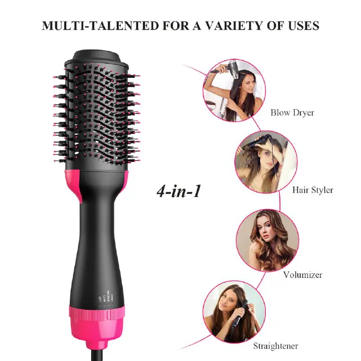One-Step Hair Dryer & Volumizer Styler - 3-in-1 Hot Air Brush & Straightener Curler - Ionic Salon Hair Dryer Comb for All Hair Types