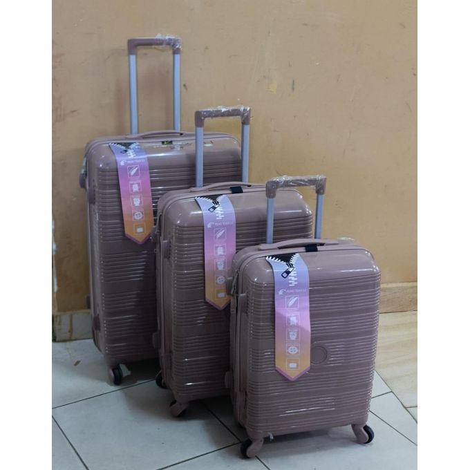 SUITCASE PEACH Fashion 3 IN 1 Unbreakable Luxurious Rubber Suitcase Briefcase Travel Bag Travel in style with this fashion-forward 3-in-1 luggage set. Crafted from unbreakable rubber