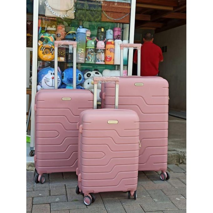 SUITCASE PEACH Fashion 3 IN 1 Unbreakable Luxurious Rubber Suitcase Briefcase Travel Bag Travel in style with this fashion-forward 3-in-1 luggage set. Crafted from unbreakable rubber