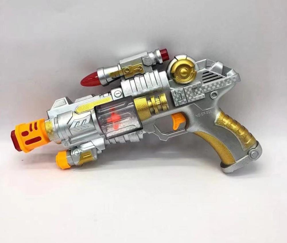 Silver Hand‑Gun Toy Set with Flashing Lights & Sounds – Futuristic Pretend Play Pistols, Party Favor Gift for Boys & Girls, Batteries Included