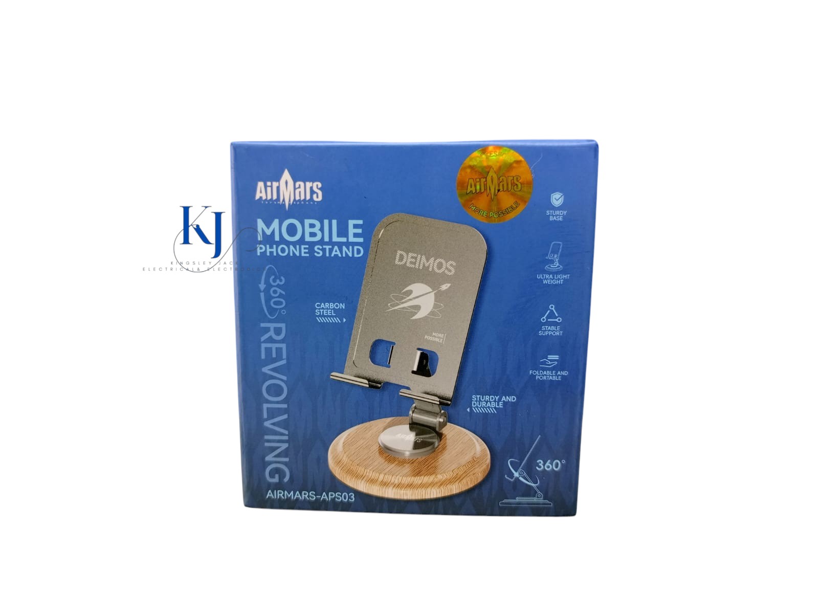 AIRMARS APS03 360° ROTATING MOBILE PHONE STAND – FOLDABLE DESK HOLDER FOR SMARTPHONES & TABLETS