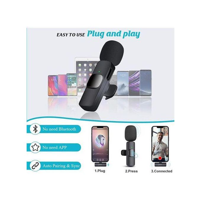 9 Professional Microphone Wireless Lavalier Microphone for Android Type C iPhone Live Game Recording Interview Vlog