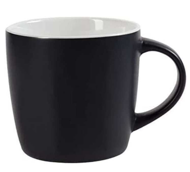 Happy Home A003-8 Set of 6 Colored Ceramic Cups -Black.