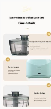 Portable Mini Electric Garlic and onion Chopper & Food Processor - USB Rechargeable