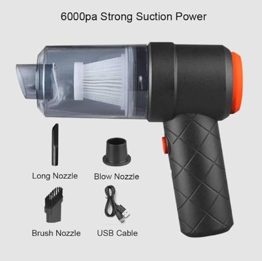 2-in-1 Portable Electronic Mini Vacuum Cleaner. It is a cordless, handheld device designed for both home and car use