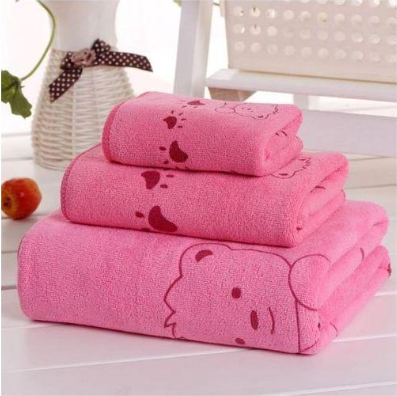 White Label 3Pcs Kid's Bath Towels,1 Bath Towel + 1 Hand Towel + 1 Face Towel