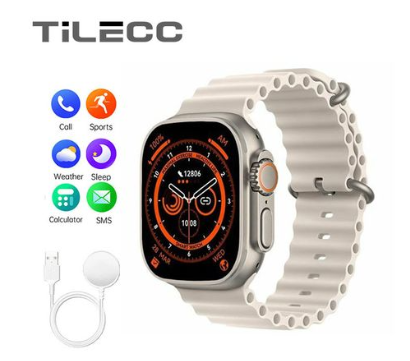 TiLECC T900 Ultra2 Smart Watch 2.19-inch High Bluetooth Call Intelligent IP67 Waterproof-White