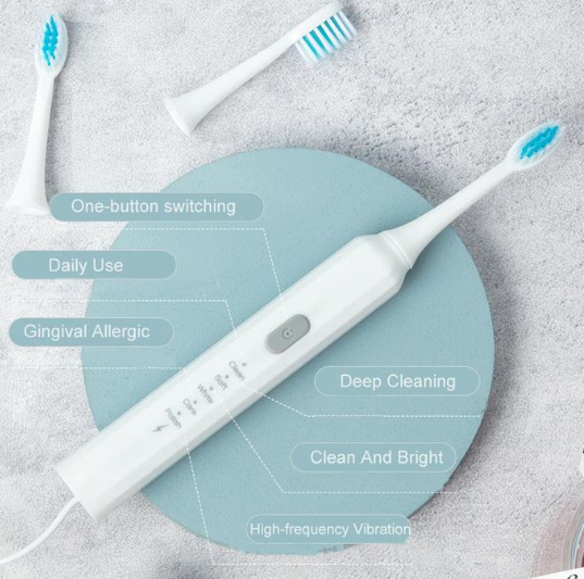 Follicular USB Rechargeable Electric Toothbrush Five-speed with 3 Brush Heads