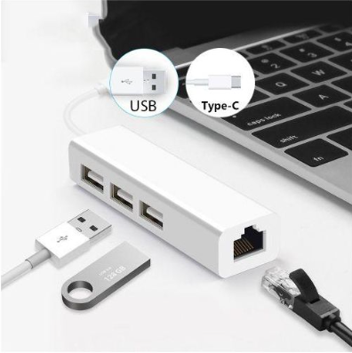 3 Port USB HUB 2.0 Lan Network Card USB To Ethernet Adapter