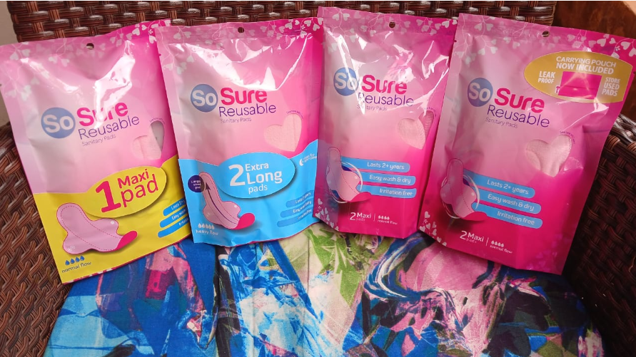 So Sure, Reusable Sanitary Pads - Leak-Proof Washable sanitary towels a Pack Maxi, Eco-Friendly & Long-Lasting Fabric for Normal to Heavy Flow - Pink