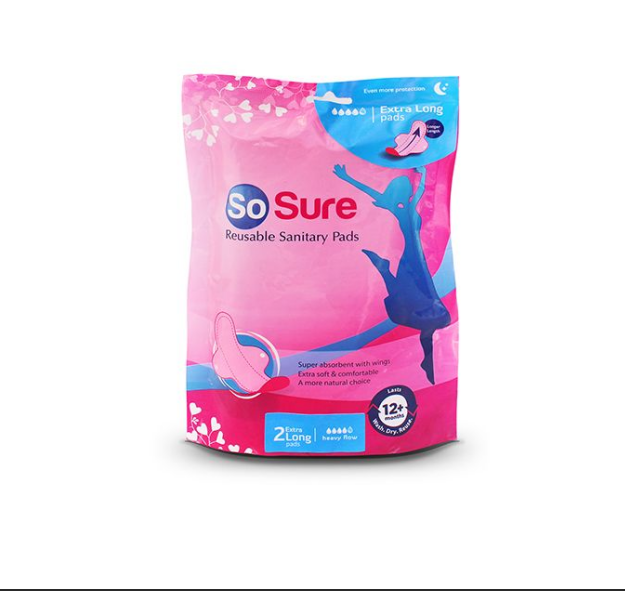 So Sure, Reusable Sanitary Pads - Leak-Proof Washable sanitary towels a Pack Maxi, Eco-Friendly & Long-Lasting Fabric for Normal to Heavy Flow - Pink