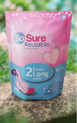 So Sure, Reusable Sanitary Pads - Leak-Proof Washable sanitary towels a Pack Maxi, Eco-Friendly & Long-Lasting Fabric for Normal to Heavy Flow - Pink